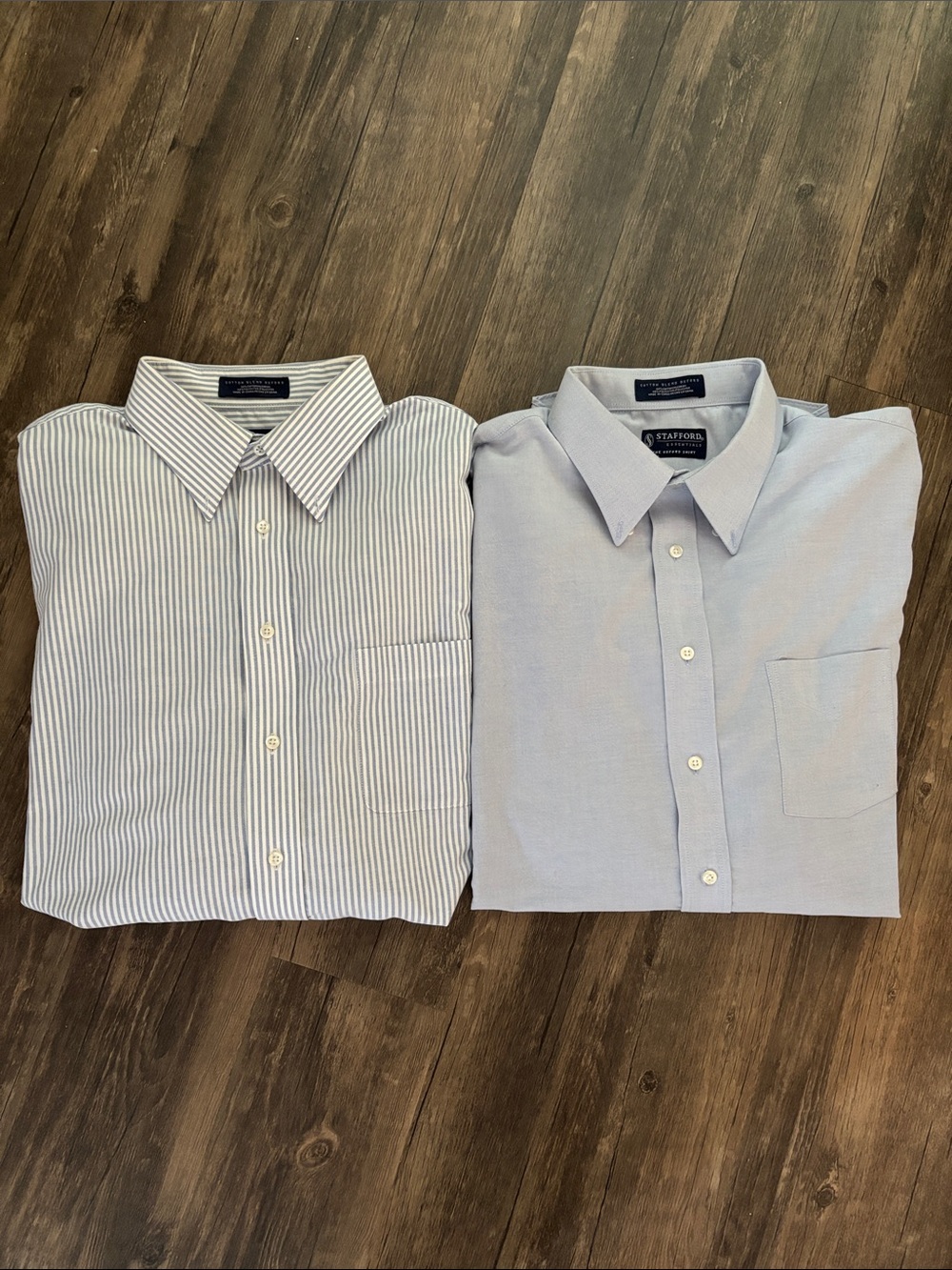 Stafford Essentials Dress Shirt Bundle Men's Blue Oxford & Blue White Striped
